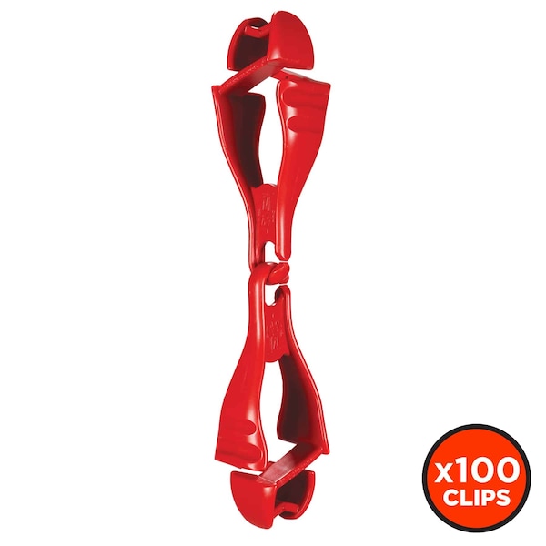 Ergodyne Swivel Glove Clip Holder with Dual Clips 3420, 100 Pairs, Red, 100PK 19313-BULK - main